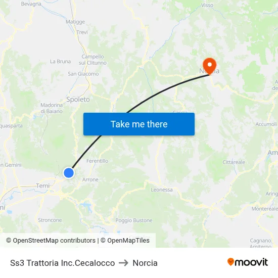 SS3 Trattoria Cecalocco Junction to Norcia map
