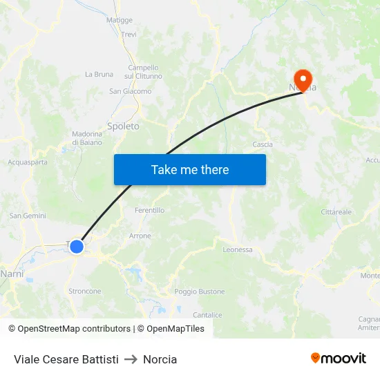 Cesare Battisti Avenue to Norcia map