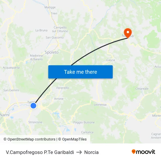Via Campofregoso Garibaldi Bridge to Norcia map