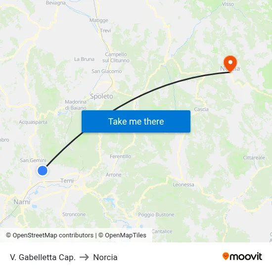 V. Gabelletta Cap. to Norcia map