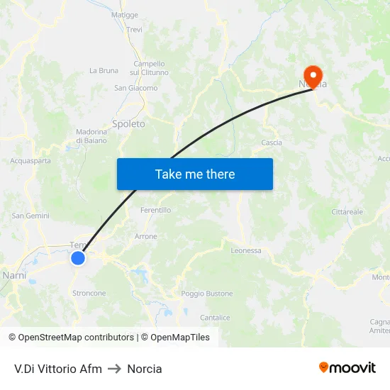 Di Vittorio Street AFM to Norcia map