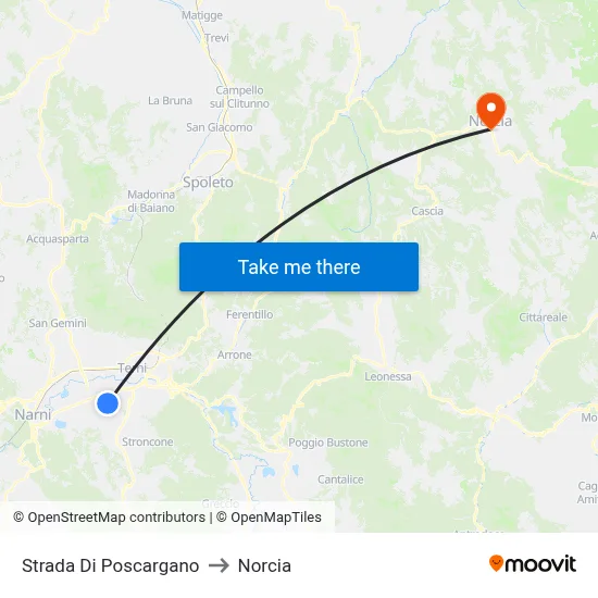 Strada Di Poscargano Street to Norcia map