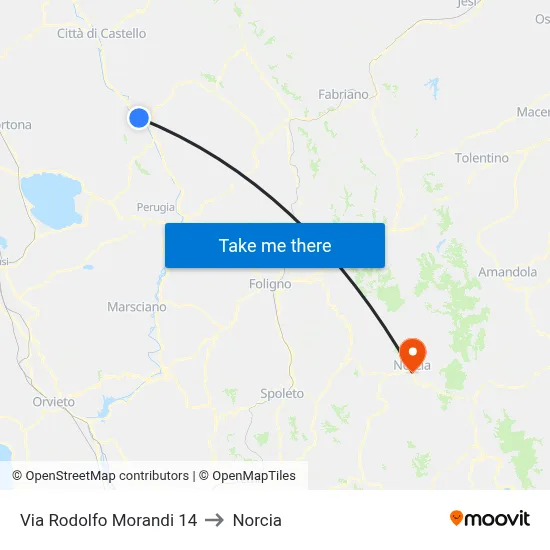 Via Rodolfo Morandi 14 to Norcia map