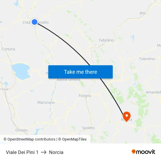 Pine Avenue 1 to Norcia map