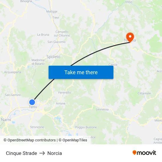 Five Streets to Norcia map