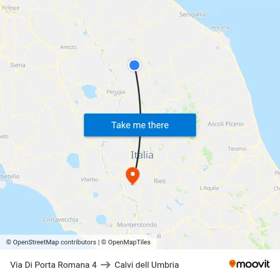 Via Porta Romana 4 to Calvi dell'Umbria map