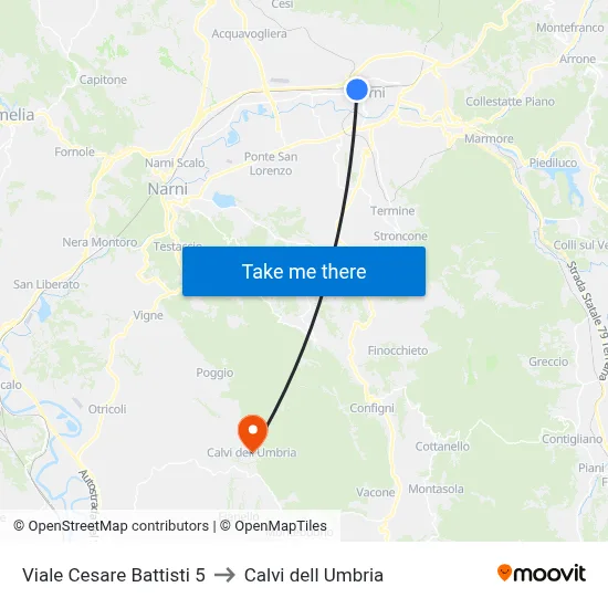 Viale Cesare Battisti 5 to Calvi dell'Umbria map