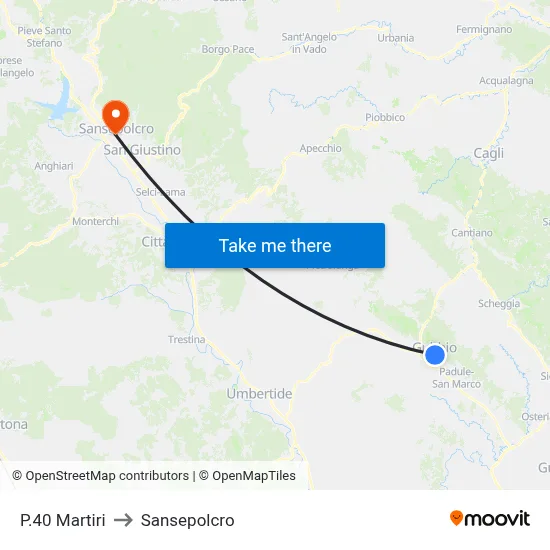40 Martyrs Square to Sansepolcro map