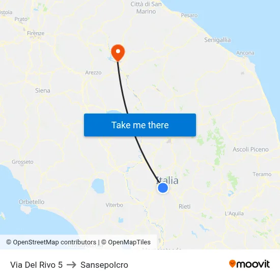 Via Del Rivo 5 to Sansepolcro map