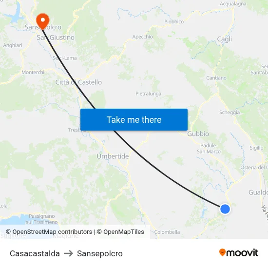 Casacastalda to Sansepolcro map