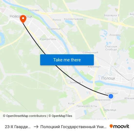 23-Х Гвардейцев to Полоцкий Государственный Университет map