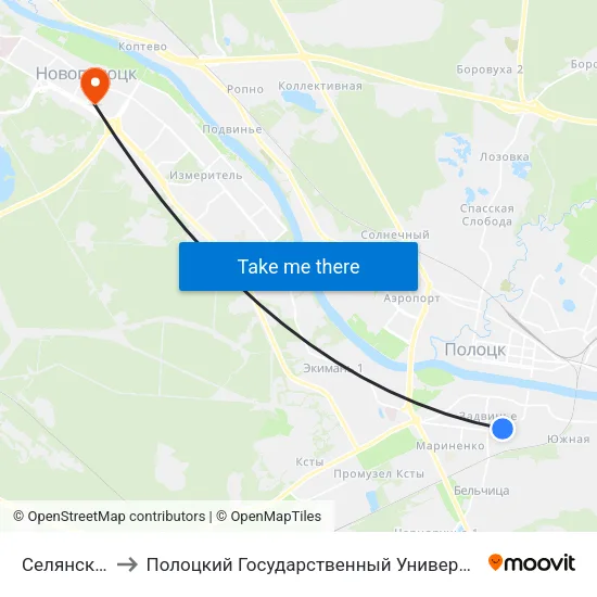 Селянская to Полоцкий Государственный Университет map