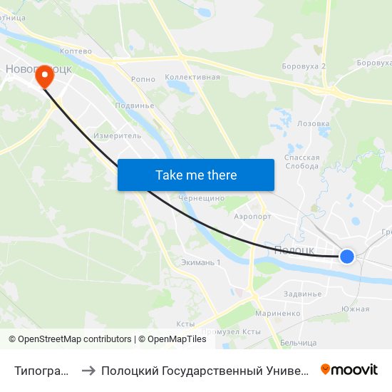 Типография to Полоцкий Государственный Университет map