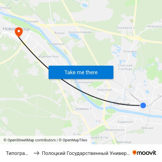 Типография to Полоцкий Государственный Университет map