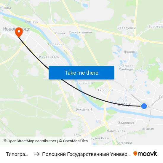 Типография to Полоцкий Государственный Университет map