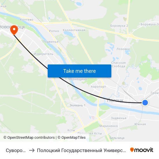 Суворова to Полоцкий Государственный Университет map
