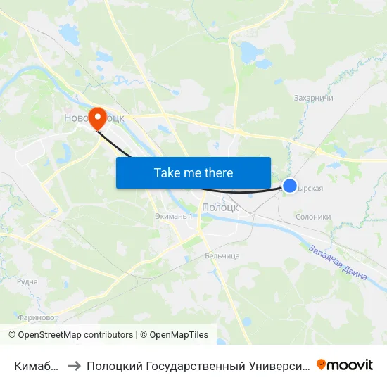 Кимабел to Полоцкий Государственный Университет map