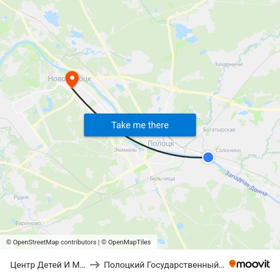 Центр Детей И Молодежи to Полоцкий Государственный Университет map