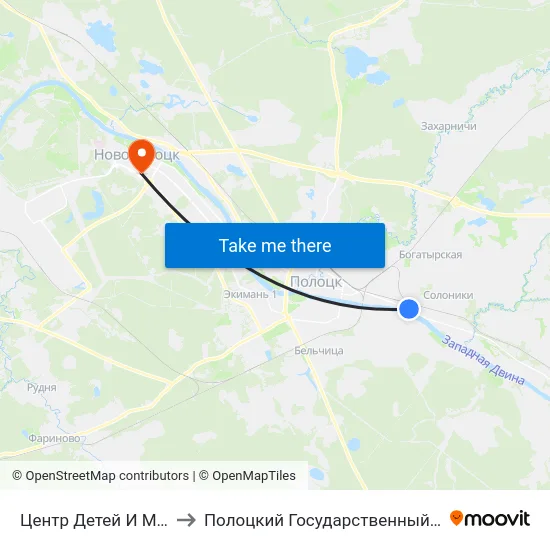 Центр Детей И Молодежи to Полоцкий Государственный Университет map