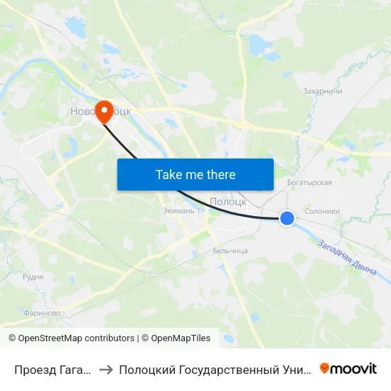 Проезд Гагарина to Полоцкий Государственный Университет map