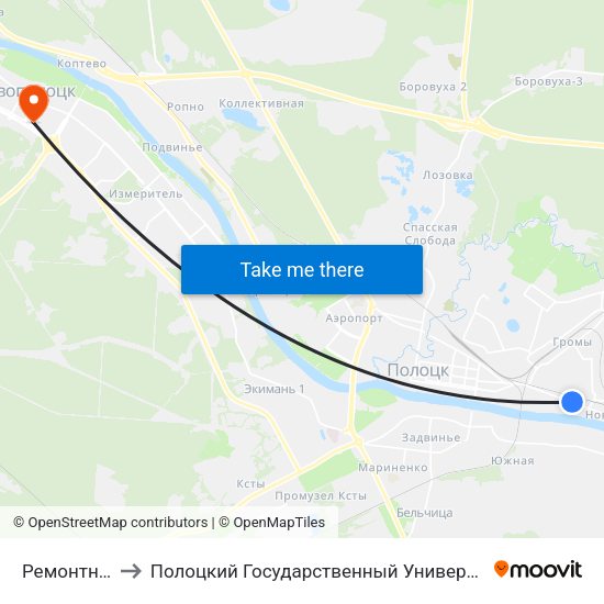 Ремонтник to Полоцкий Государственный Университет map