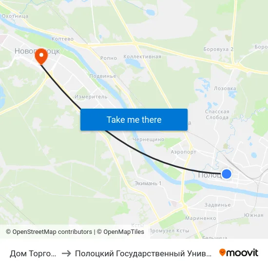Дом Торговли to Полоцкий Государственный Университет map
