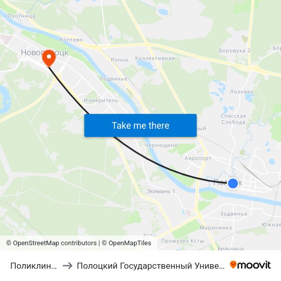 Поликлиника to Полоцкий Государственный Университет map