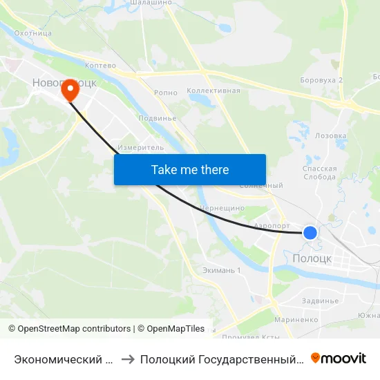 Экономический Колледж to Полоцкий Государственный Университет map