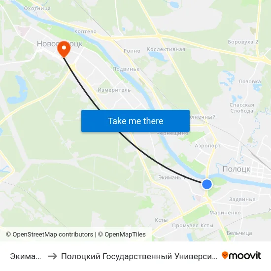 Экимань to Полоцкий Государственный Университет map