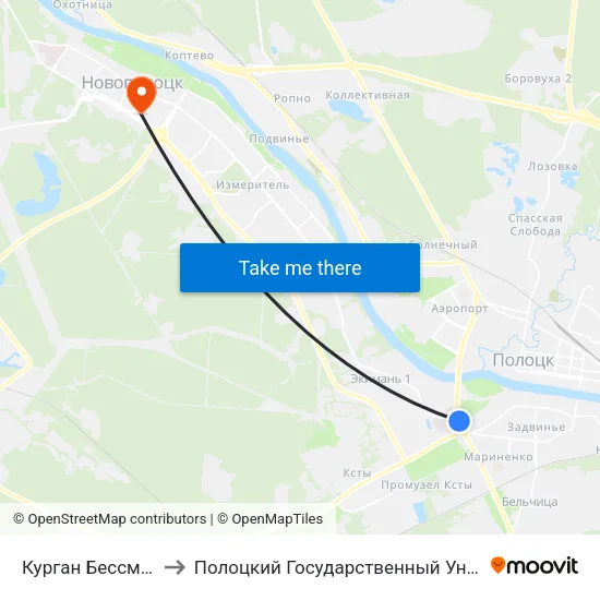 Курган Бессмертия to Полоцкий Государственный Университет map