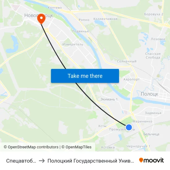 Спецавтобаза to Полоцкий Государственный Университет map