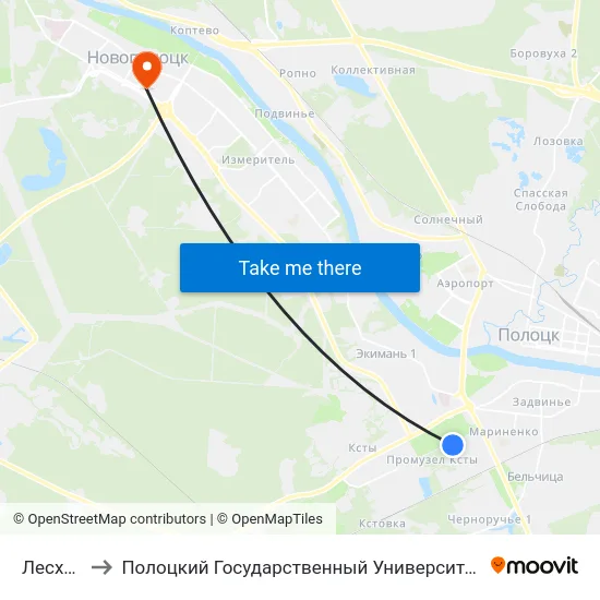 Лесхоз to Полоцкий Государственный Университет map