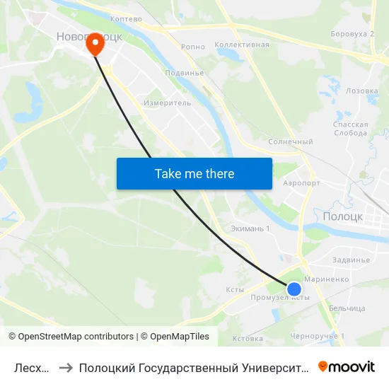 Лесхоз to Полоцкий Государственный Университет map
