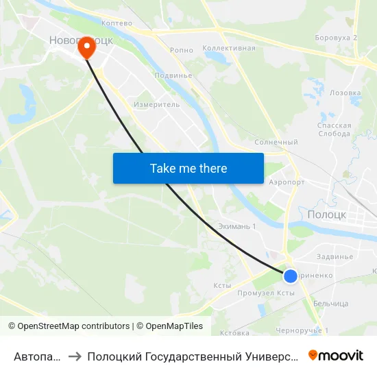 Автопарк to Полоцкий Государственный Университет map