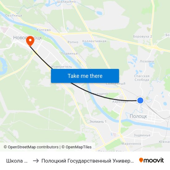 Школа №9 to Полоцкий Государственный Университет map