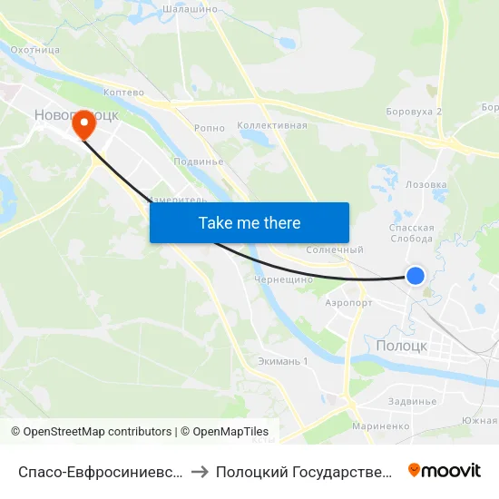 Спасо-Евфросиниевский Монастырь to Полоцкий Государственный Университет map