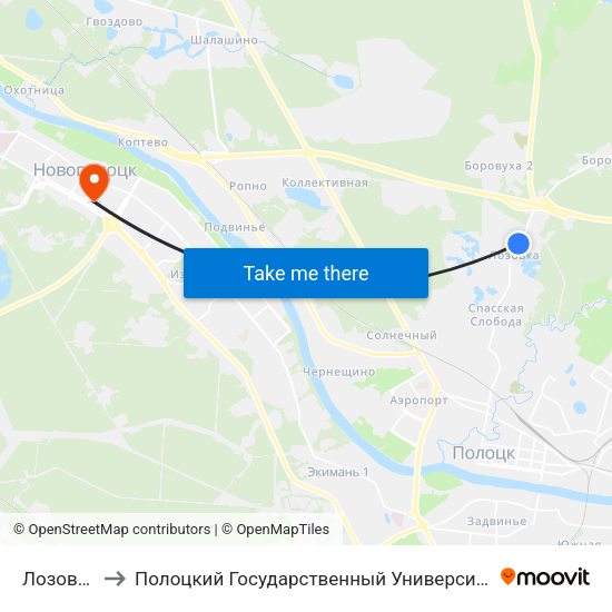 Лозовка to Полоцкий Государственный Университет map