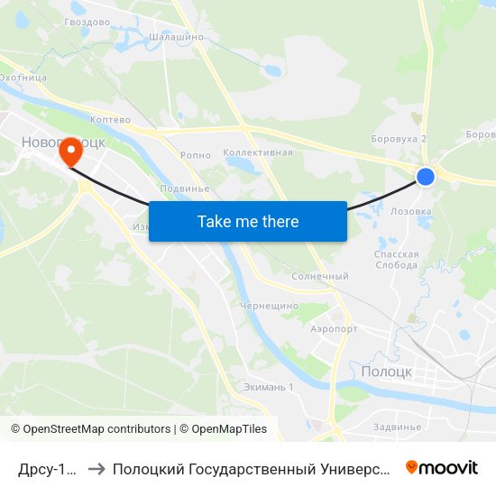 Дрсу-182 to Полоцкий Государственный Университет map