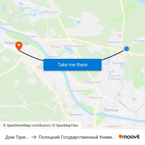 Дом Туриста to Полоцкий Государственный Университет map