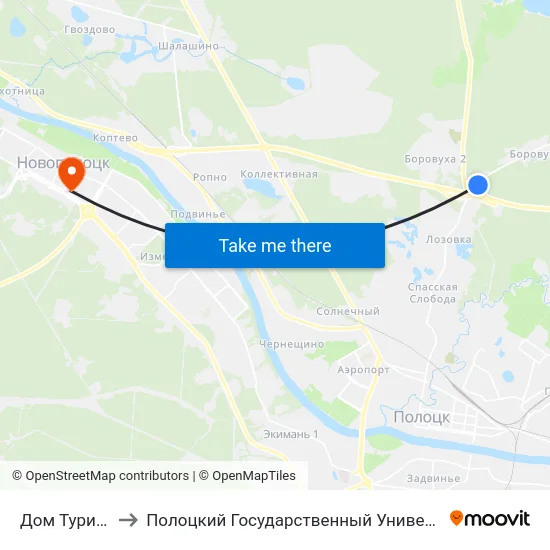 Дом Туриста to Полоцкий Государственный Университет map