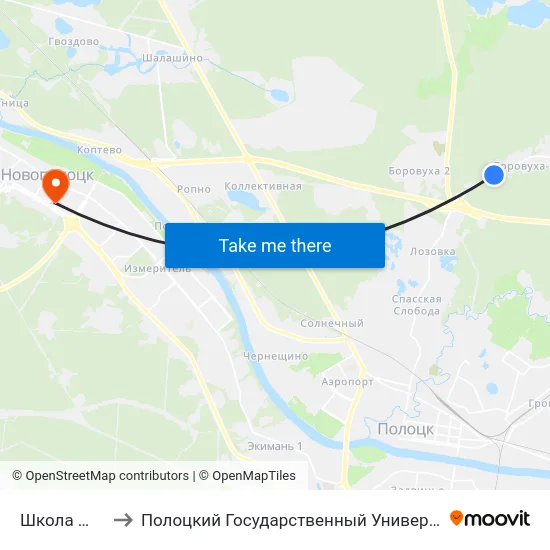 Школа №15 to Полоцкий Государственный Университет map