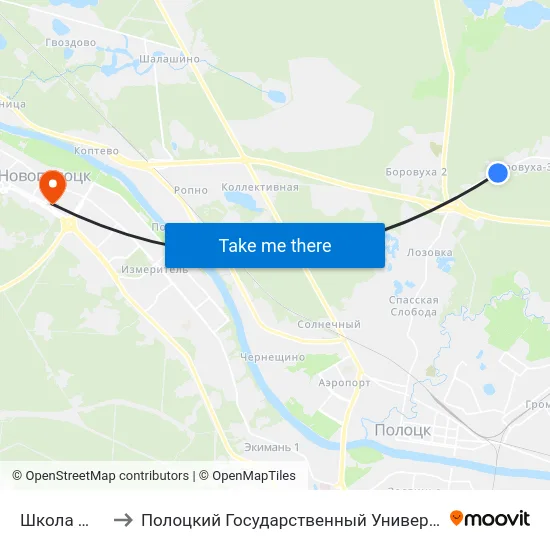 Школа №15 to Полоцкий Государственный Университет map