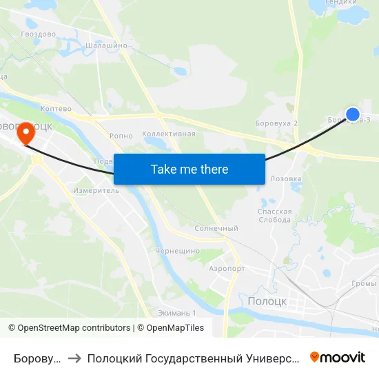 Боровуха to Полоцкий Государственный Университет map