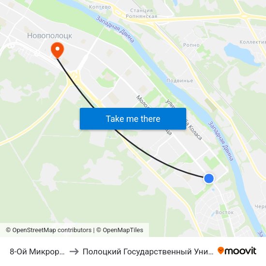 8-Ой Микрорайон to Полоцкий Государственный Университет map