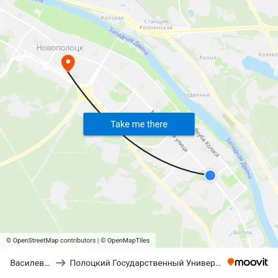 Василевцы to Полоцкий Государственный Университет map