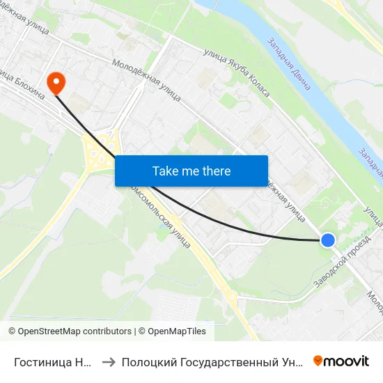 Гостиница Нафтан to Полоцкий Государственный Университет map