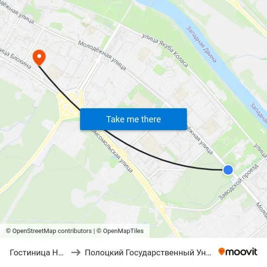 Гостиница Нафтан to Полоцкий Государственный Университет map