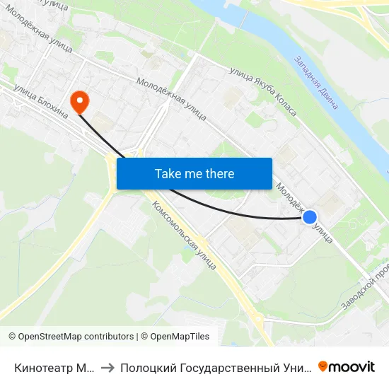 Кинотеатр Минск to Полоцкий Государственный Университет map