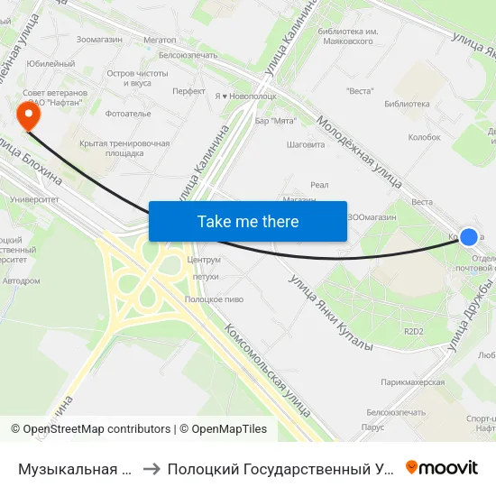 Музыкальная Школа to Полоцкий Государственный Университет map