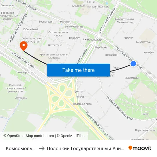 Комсомольская to Полоцкий Государственный Университет map